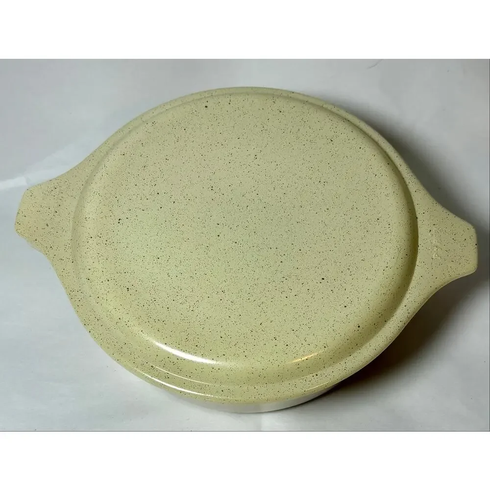 Vintage Pyrex 471 Homestead speckled Tan Casserole Dish With Lid 1 Pint